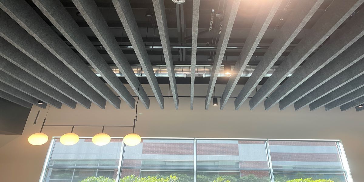 acoustic blades installed in a commercial space