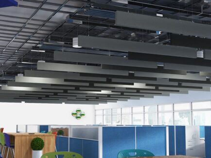 Hanging Sound Baffles in an open office