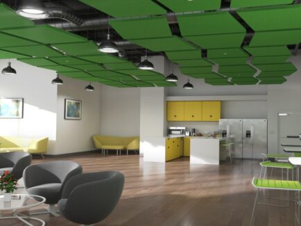 architectural sound absorbing panels in a lunch room