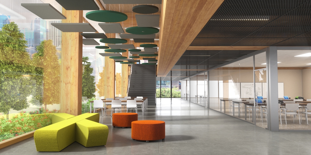 commercial ceiling design in a university