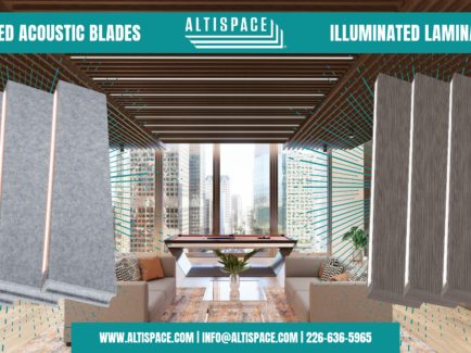 Altispace Illuminated Ceiling Beams, Altispace Illuminated Ceiling Baffles, Illuminated Acoustic Baffles, Illuminated Ceiling Baffles, Acoustic Baffles, Acoustic Blades