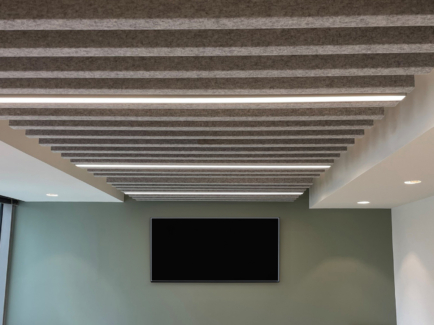 Altispace Acoustic Baffles Ceiling Baffles Elme Communities Acoustic Solutions Acoustic Baffles In Boardroom Office Space