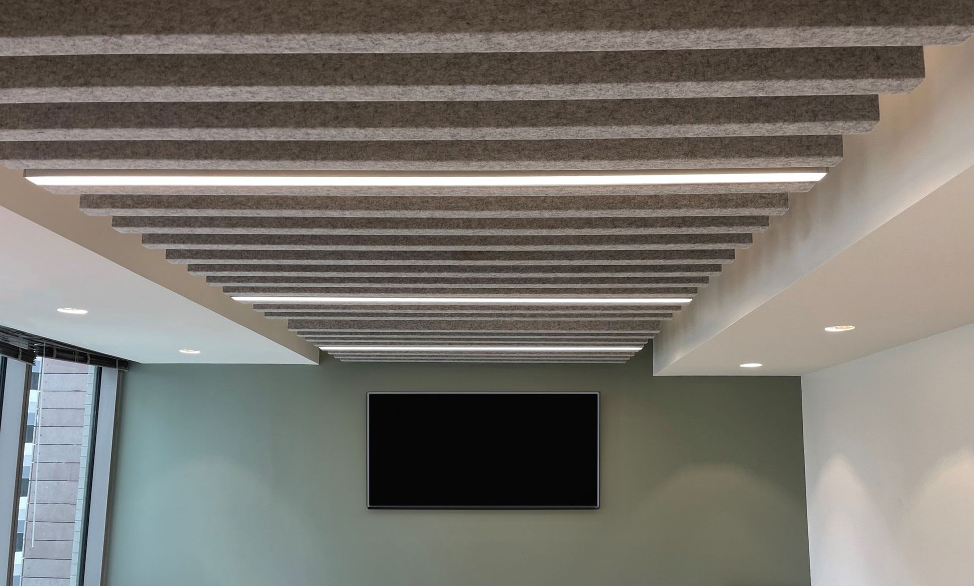 Altispace Acoustic Baffles Ceiling Baffles Elme Communities Acoustic Solutions Acoustic Baffles In Boardroom Office Space