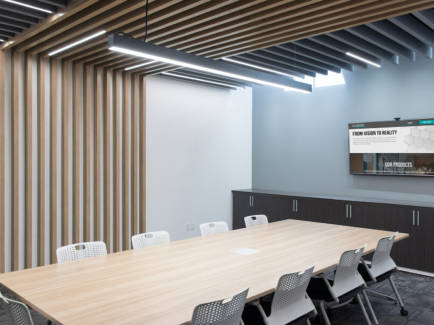 Altispace Boardroom Wood Slat Ceiling System in Altispace Office Boardroom Wall Beams Ceiling Beams Wood Beams Wood Slat Wall Cover