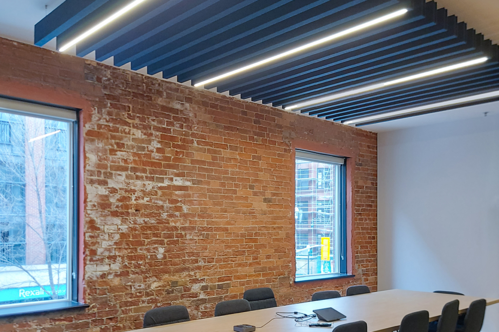 Allied Office Altispace Acoustic Blades Acoustic Baffles Acoustic Solutions Canada Acoustic Fins Illuminated Baffles Office Acoustics Cover