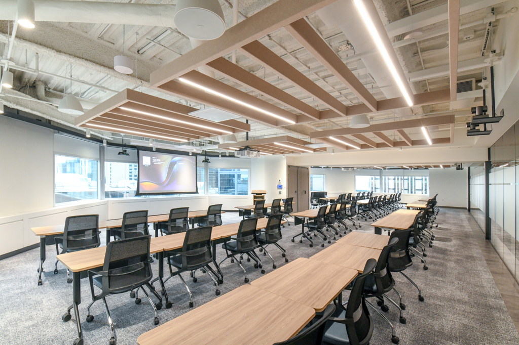 Manulife Place Altispace Acoustic Baffles Acoustic Blades Illuminated Baffles Illuminated Blades Acoustic Clouds Acoustic Solutions Canada Cover
