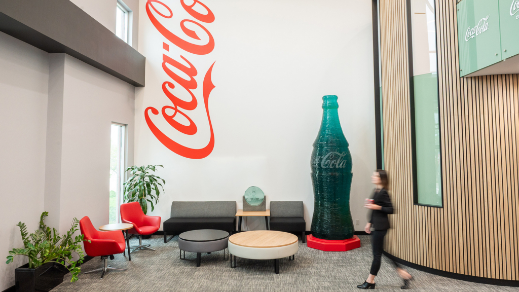 Coca-Cola Office features Altispace Acoustic Slat Wall Panels and Acoustic Ceiling Panels