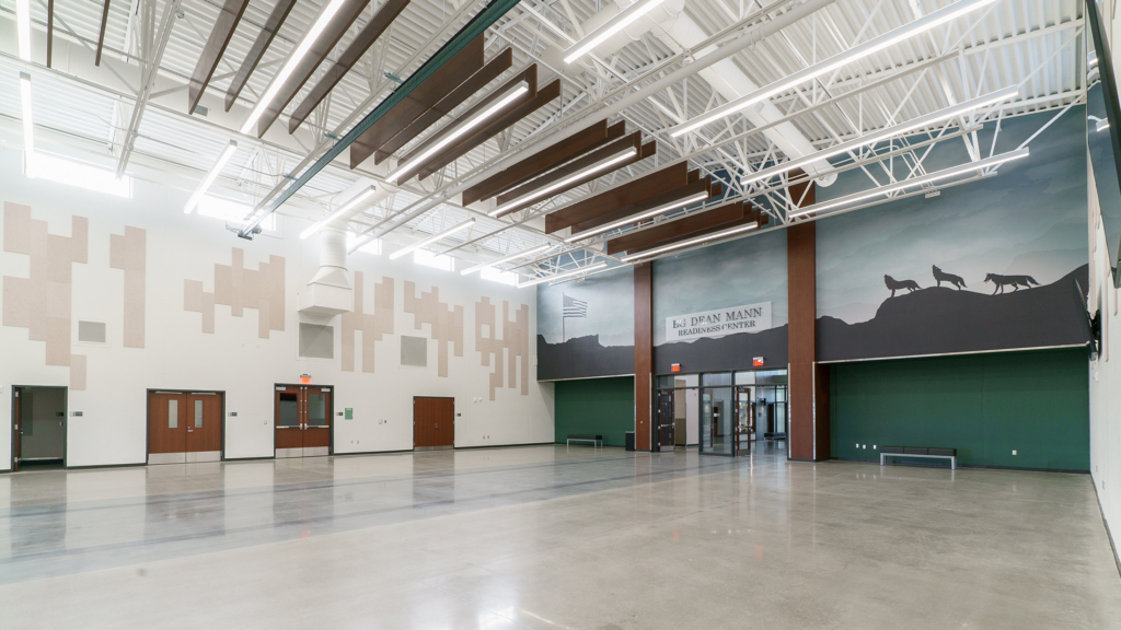 Sioux Falls Readiness Center Altispace Ceiling Beams Wooden Beams Wooden Baffles Ceiling Baffles Wood Baffles 1